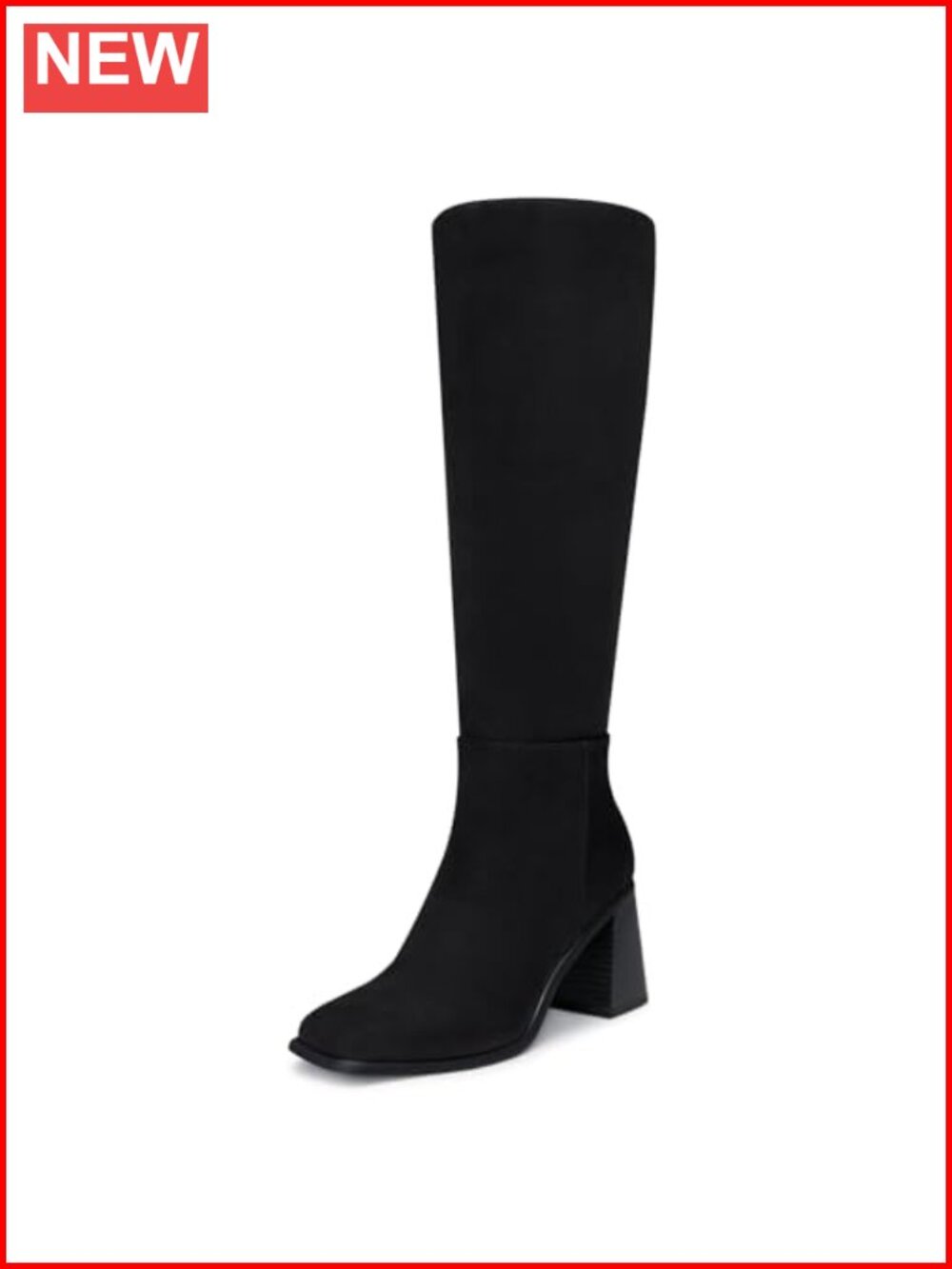 Women's Knee High Boots 3 Inch Chunky Heel Square Toe Comfort Suede
